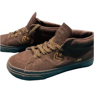 Converse Louie Lopez Pro Shoes Mid Top Brown Suede Unisex Mens 5 Womens 6.5